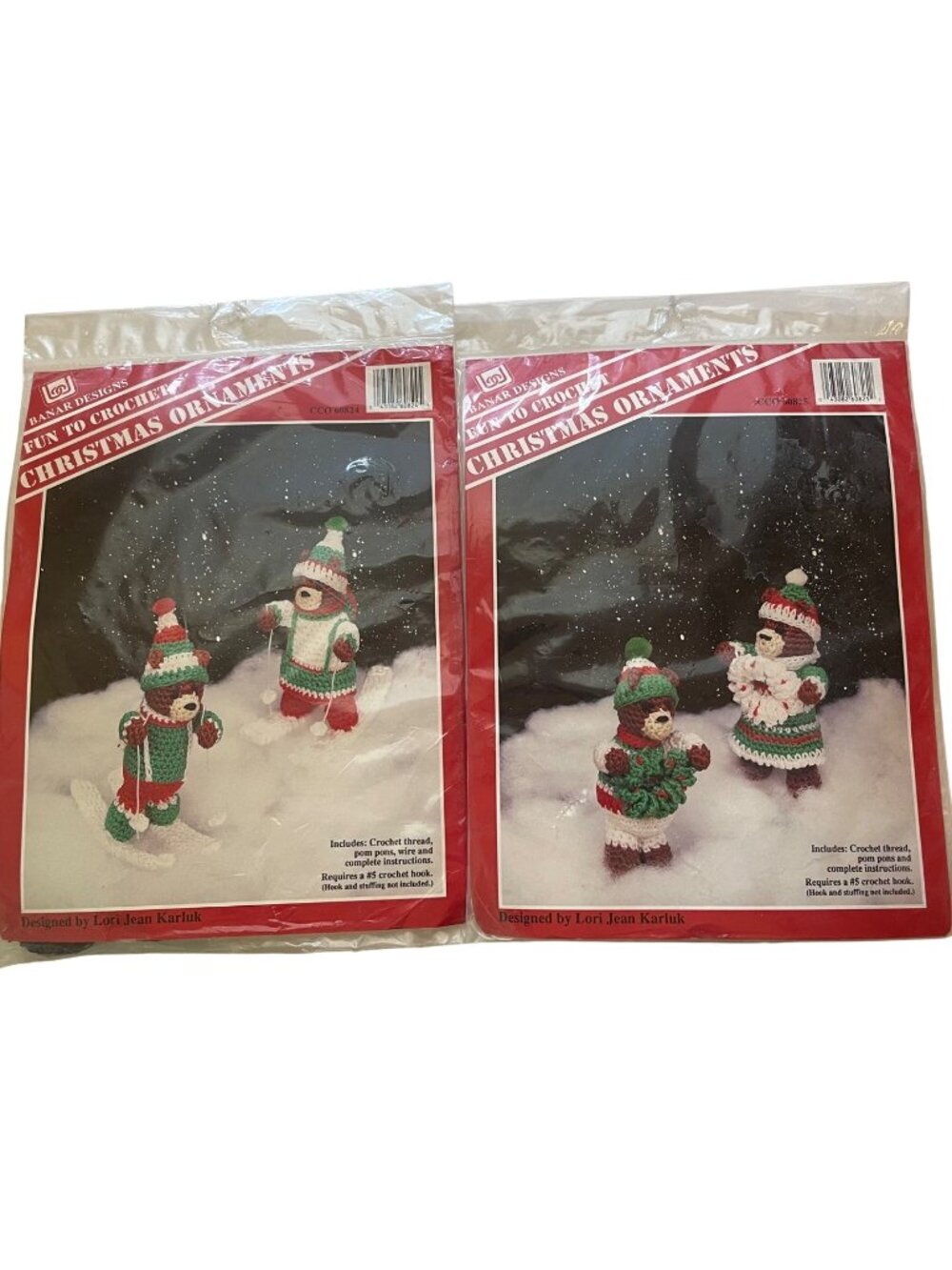 Crochet Kit Christmas Bears Ornaments Banar Designs Un-Opened Package Vintage